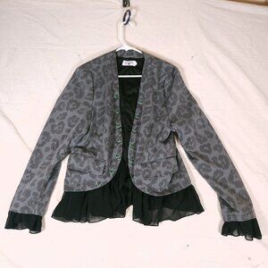 Crazy Train Gypsy Girl Blazer Womens Large Cheetah Print Western Rodeo FLAWS